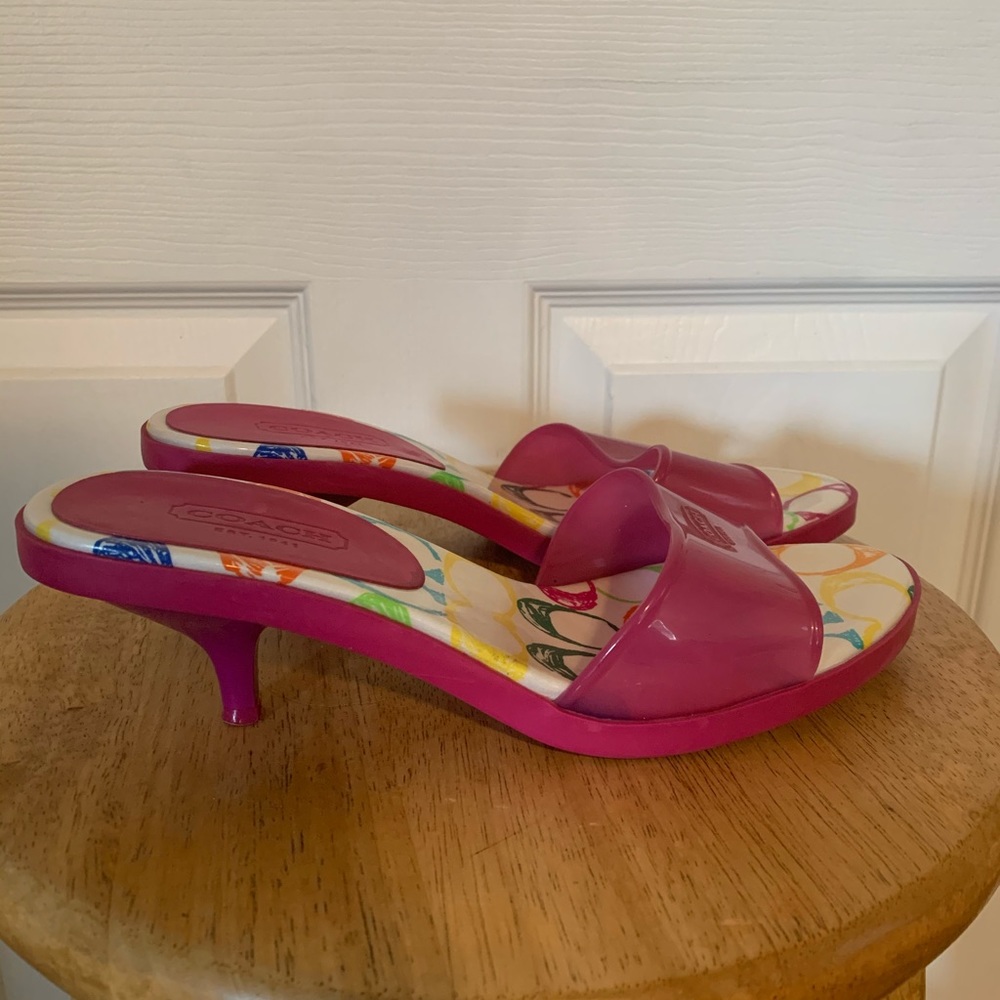 Pink Jelly Kitten Heels with Multicolor Signature inner sole